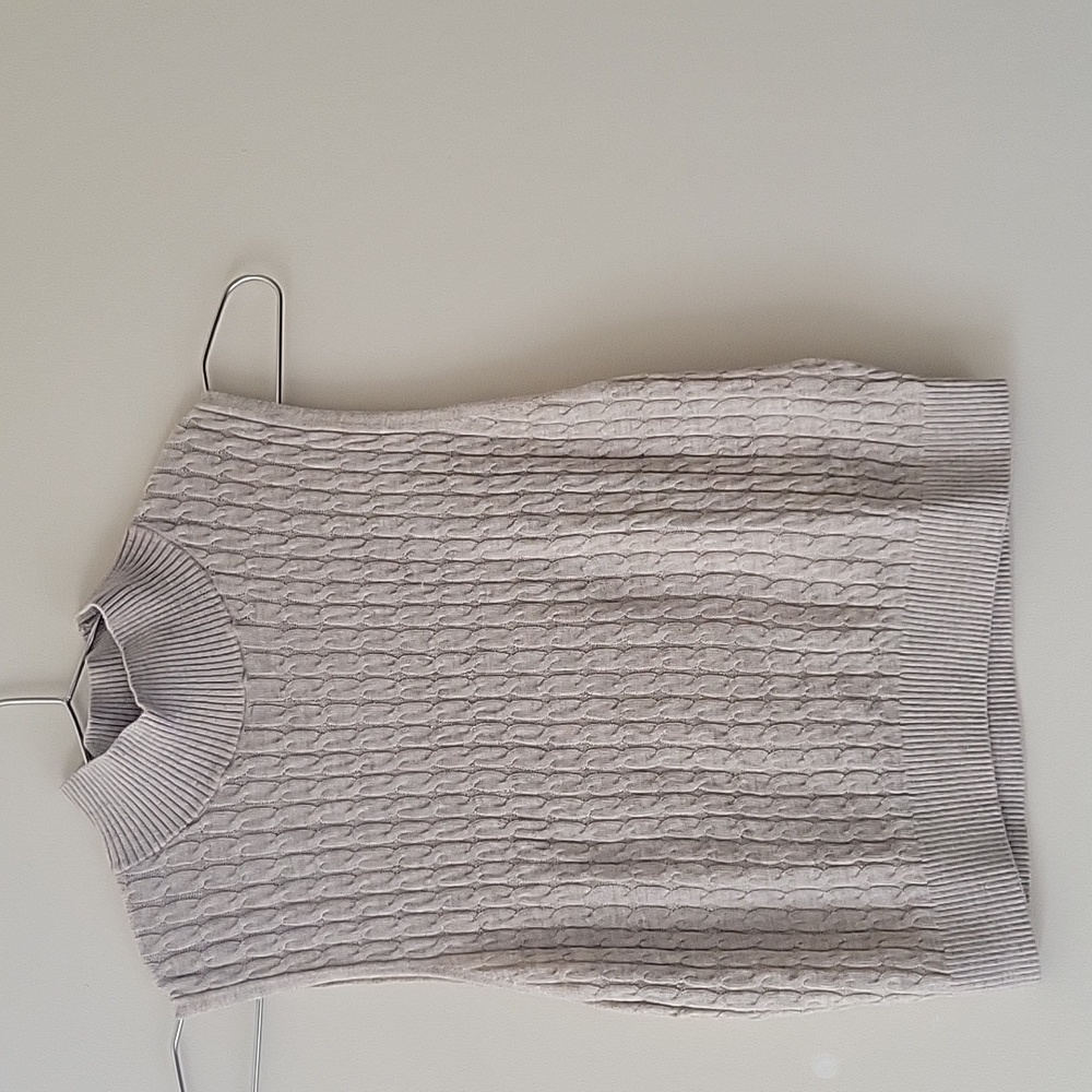 & Other Stories Cropped Mock Neck Heathered Oatmeal Sleeveless Top Wool Silk XS